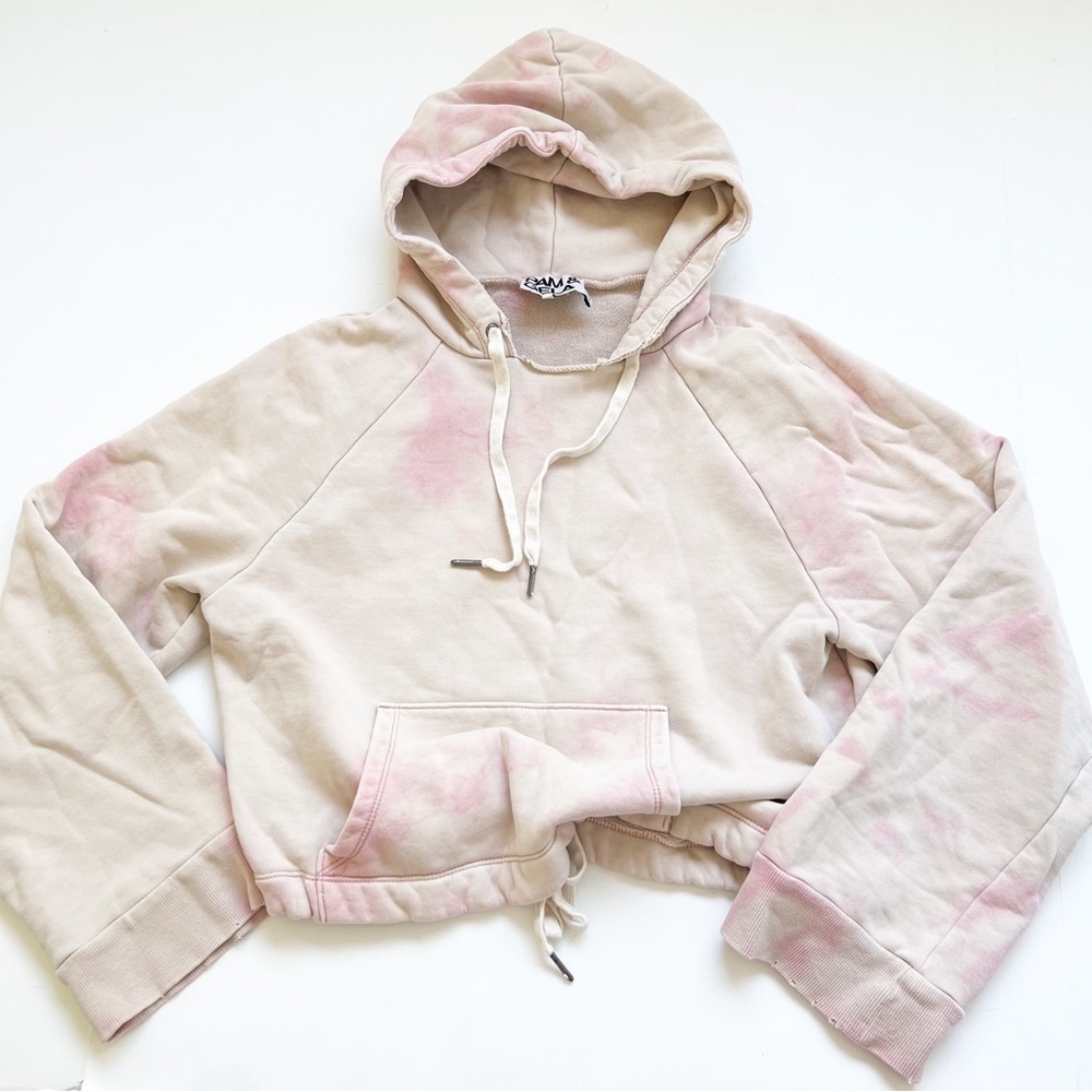 Pam & Gela Cropped Hoodie Acid Wash Tie Dye Pullover